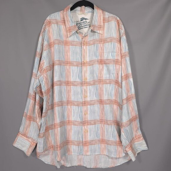 NWT Tommy Bahama 100% LINEN Men's Shirt Size XL WATERMARK Plaid LS ALFRESCO - Picture 4 of 14